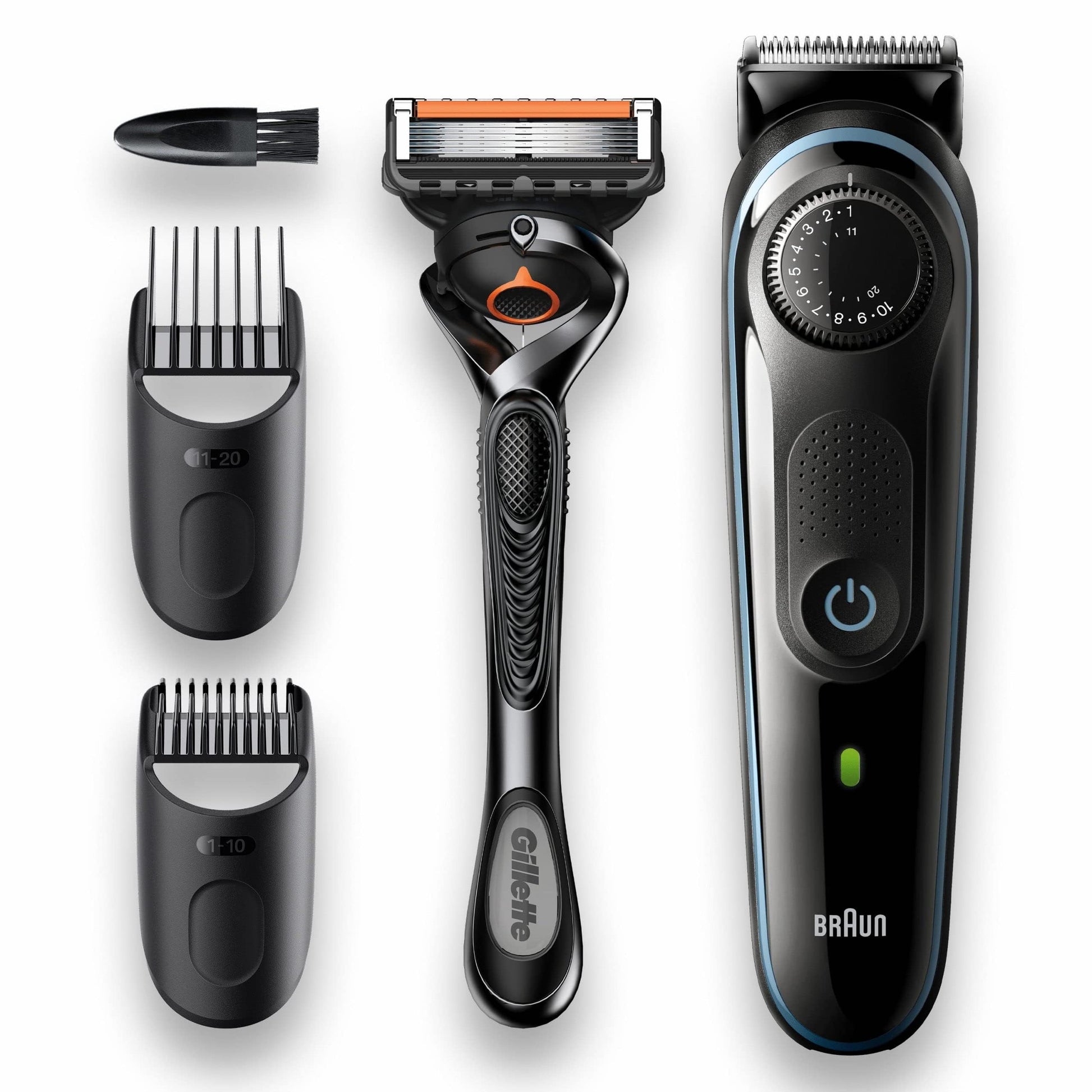 Braun Beard Trimmer 5 BT5340 With 39 Length Settings Precision Wheel, 2 attachments and Gillette ProGlide razor, Corded & Cordless Use, Fully Washable