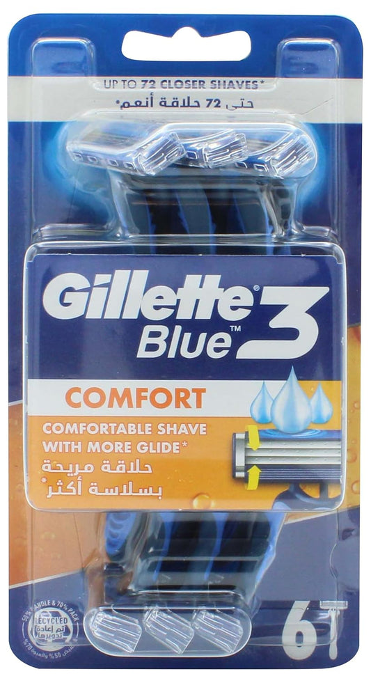 Gillette Blue III Disposable Razors, 6 Count