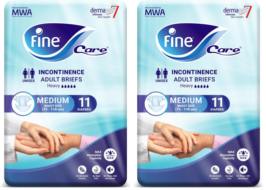 Fine Care Incontinence Adult Diapers breifs, Medium Size,Waist 75-110 cm, Count 11 (Pack of 2)