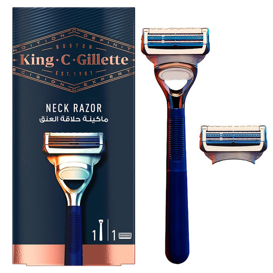 King C. Gillette  Men's Neck Razor Designed for Shaving the Sensitive Skin of your Neck and Cheeks with Gillette's Best Sharpest Stainless Steel Platinum Coated Blades