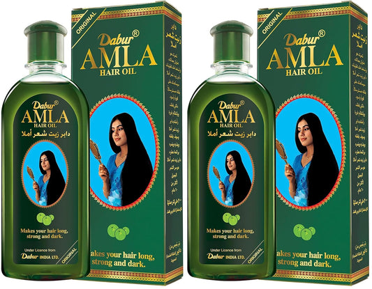 Dabur Amla Hair Oil (180mL) with Natural Extracts | Promotes Nourishment For Long, Strong, and Dark Hair | Prevents Hair Fall | Strengthens Hair Follicles (Pack of 2)