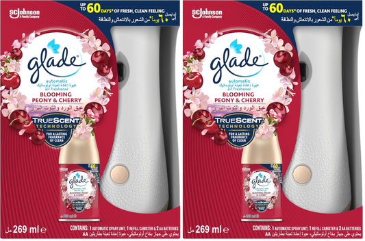 Glade automatic air freshener, blooming & cherry fragrance, 269 ml (Pack of 2)
