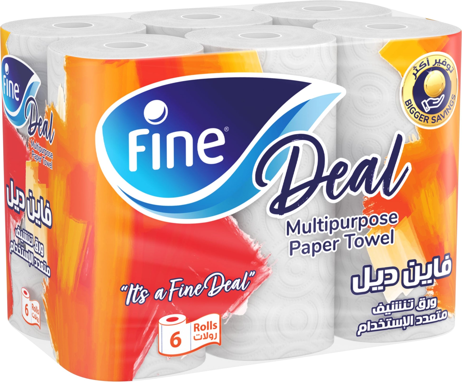 Fine Deal Kitchen Tissue Paper Towel 2 Ply 6 Rolls