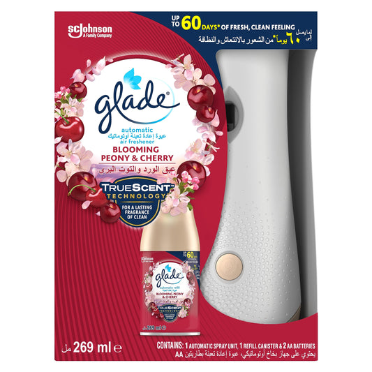 Glade automatic air freshener, blooming & cherry fragrance, 269 ml