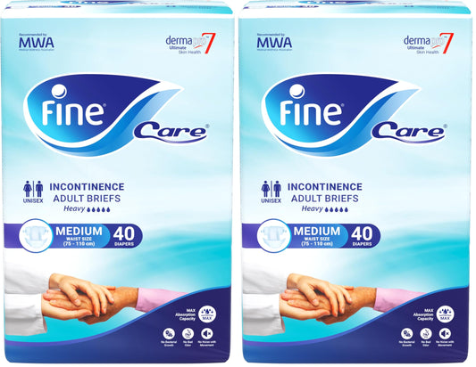 Fine Care Incontinence Unisex Briefs, Medium, Waist (75-110 cm), 44 Count (Pack of 2)