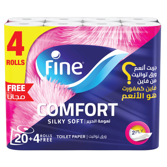 Fine Comfort - 2 Ply Toilet Tissue Paper - 24 Rolls (Packaging may vary)