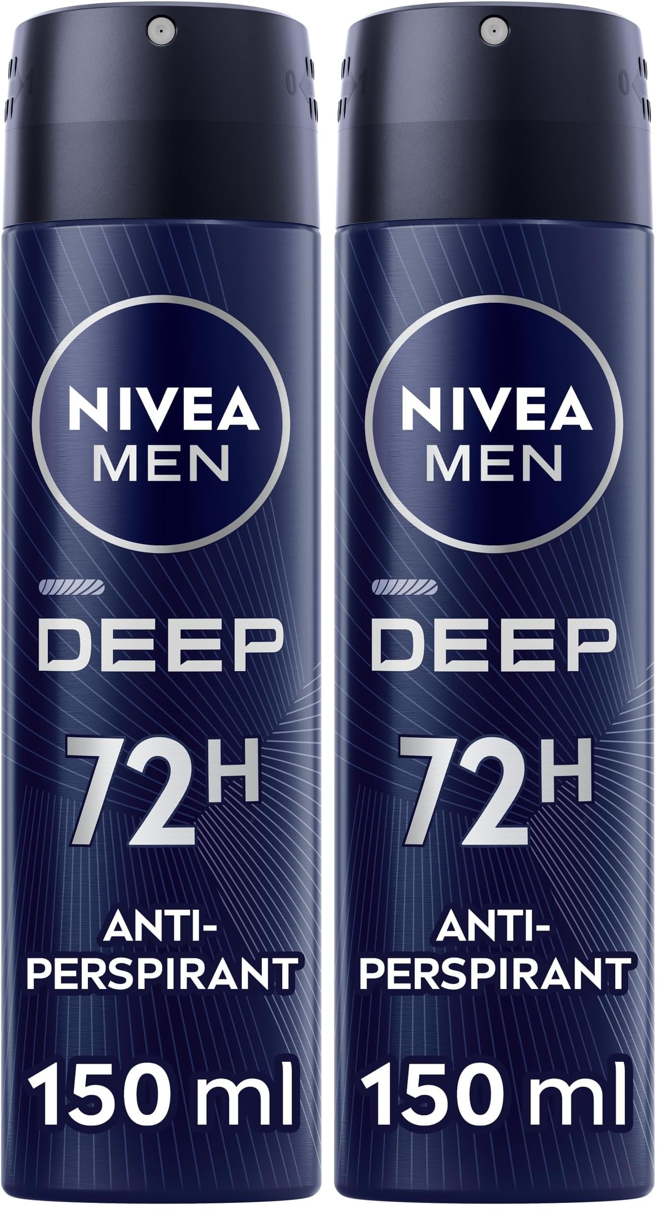 NIVEA MEN Antiperspirant Spray for Men, DEEP Black Carbon Antibacterial, 150ml (Pack of 2)
