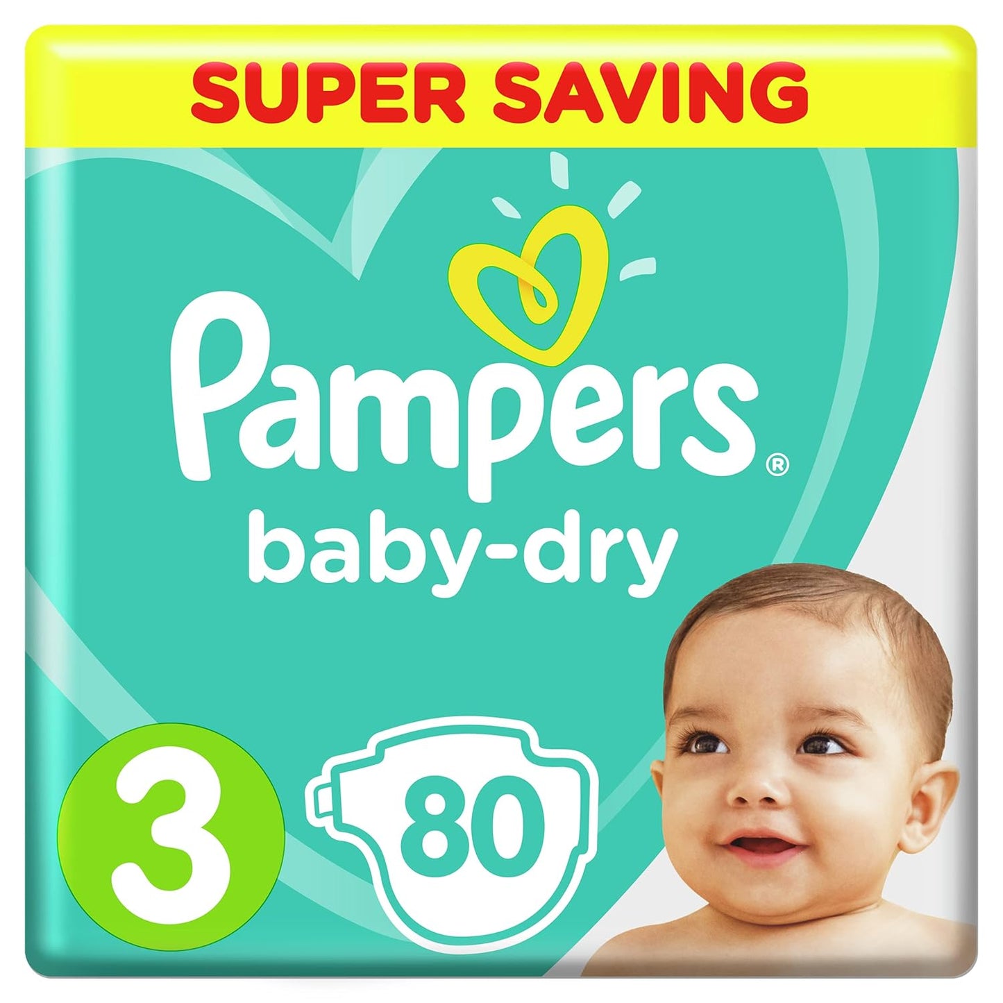 Pampers Baby-Dry Diapers, Size 3, Midi, 6-10kg, 80 Count