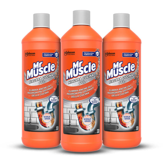 Mr. Muscle Niagara Cucina Gel, Drain Remover for Kitchen Pipes and Drains, Safe for Pipes – Pack of 3 x 1000 ml