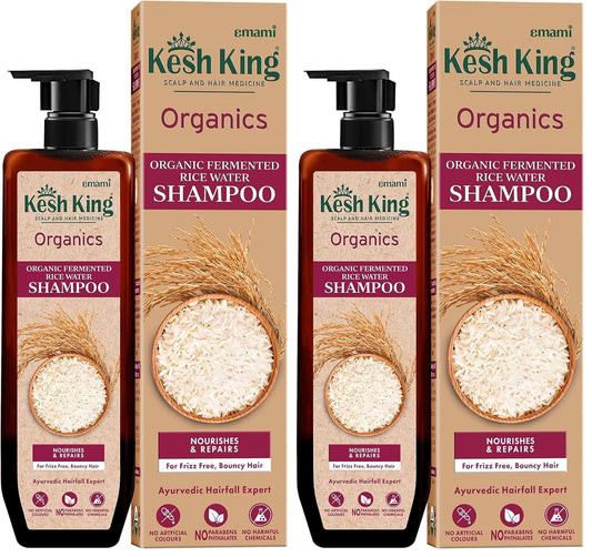 KESH KING Organics Fermented Rice Water Shampoo | Nourishes & Repairs | For Frizz-Free, Bouncy Hair | Certified Organic | No Artificial Colours, Parabens, Phthalates Or Harmful Chemicals, 300ml