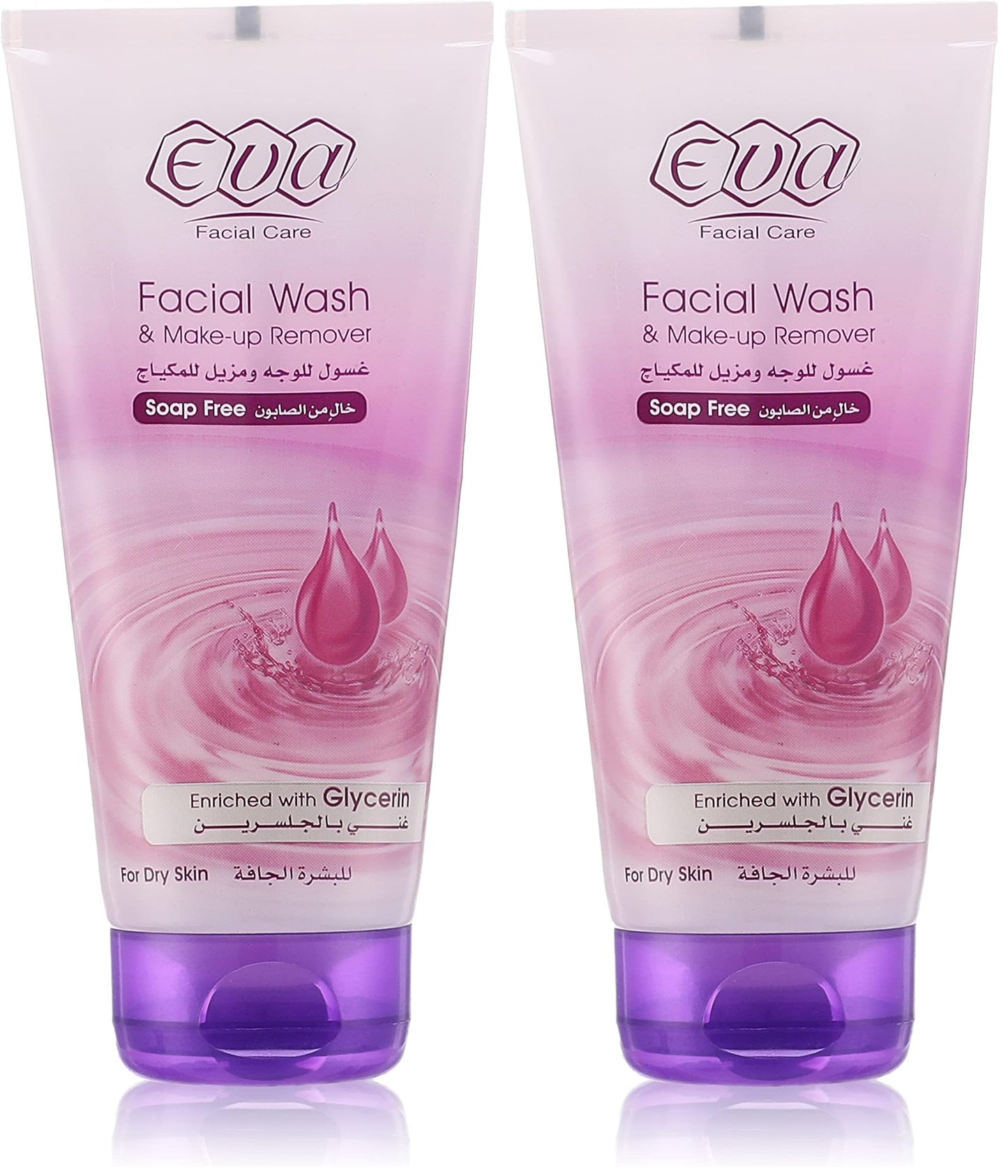 Eva Skin Care - Face Wash and Makeup Remover with Glycerin, Dry Skin, 150ml (Pack of 2)