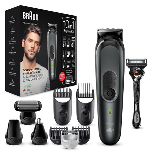 Braun All-in-one Trimmer 7 MGK7331, 10-in-1 Beard Trimmer For Men, Hair Clipper, For Face, Hair, Body