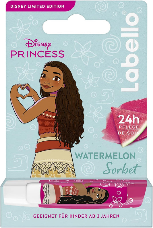 Labello Watermelon Sorbet Limited Disney Princess Edition, Scented Lip Balm with Watermelon Flavour, Nourishing Lip Balm for Ages 3+ (4.8 g)