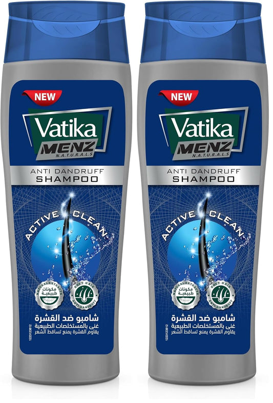 Vatika Menz Anti-Dandruff Shampoo (180mL) | Soothes Scalp | Reduces Dandruff & Prevents Recurrence | Cleanses Hair Effectively | Adds Shine and Softness (Pack of 2)