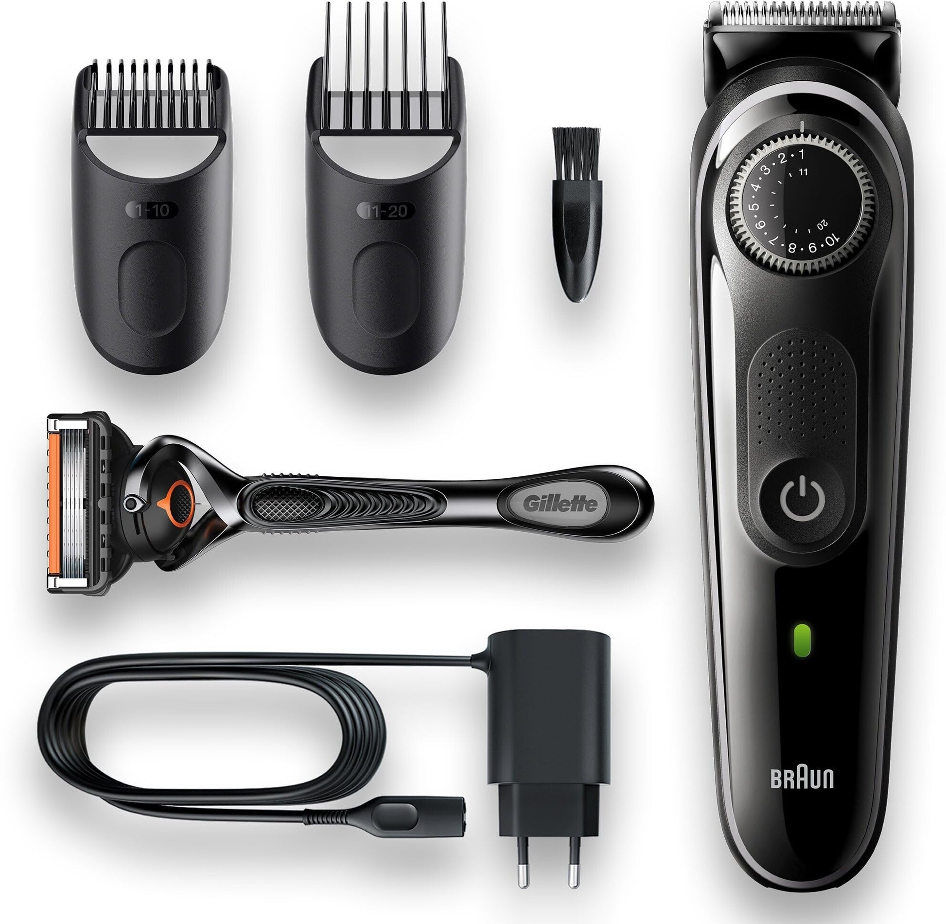 Braun Beard Trimmer 5 BT5342 with Precision dial, 2 attachments and Gillette ProGlide razor – BT5342