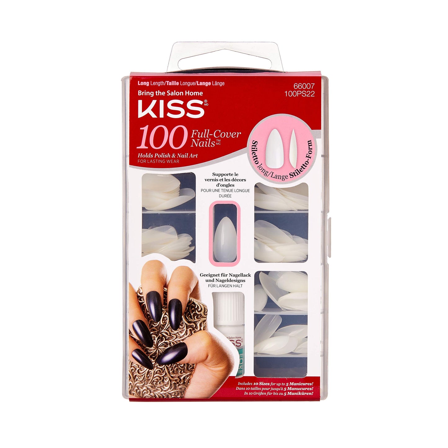 KISS full cover artificial nails, long length - 100 nails