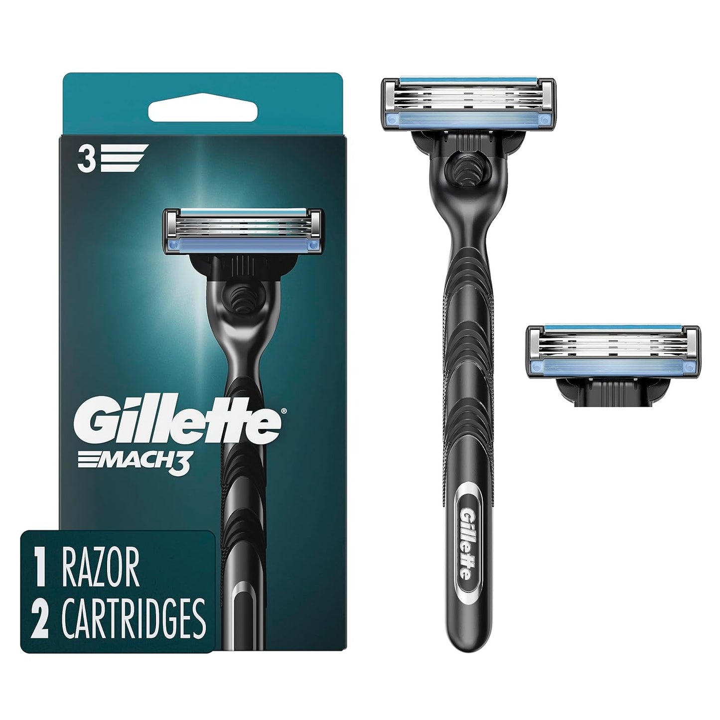Gillette Mach3 Mens Razor with 1 Handle and 2 Razor Blade Refills