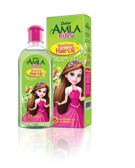 Dabur Amla Kids Hair Oil (90mL) | Natural Extract of Amla, Almond, and Olive | Makes Hair Soft, Long and Strong
