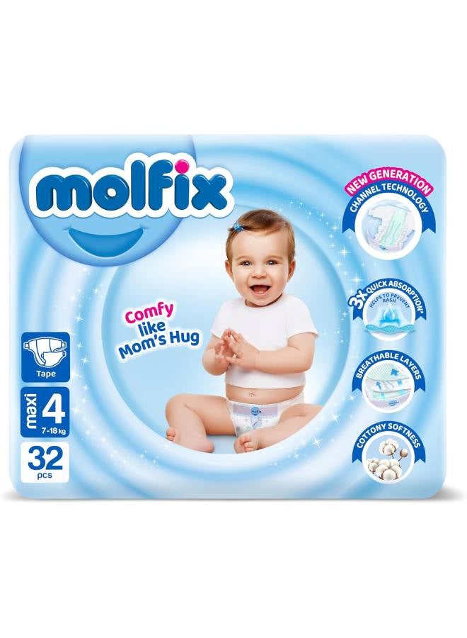 Molfix Baby Diapers - Twin Pack - Maxi Size 4 - 32 Pieces