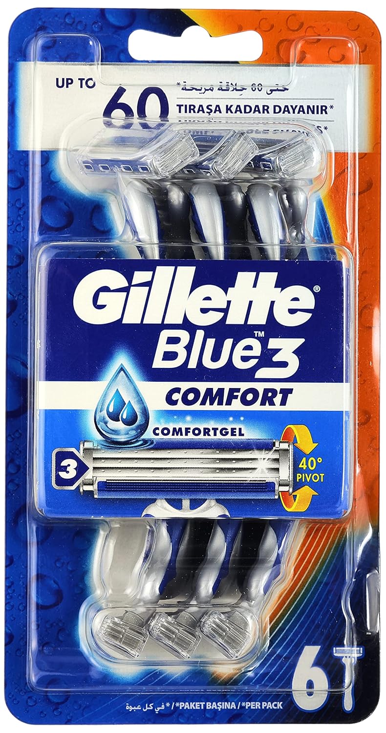 Gillette Blue3 Comfort Men's Disposable Razors – Pack of 6
