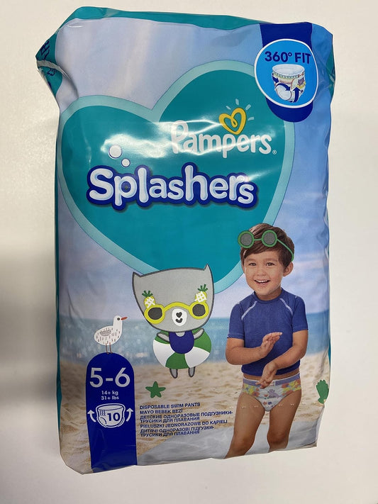 Pampers Splashers, Size 5-6, 10 Disposable Swim Diapers, 14 kg+, Comfort of a Swimsuit and Optimal Protection Pampers in Water, Random Model
