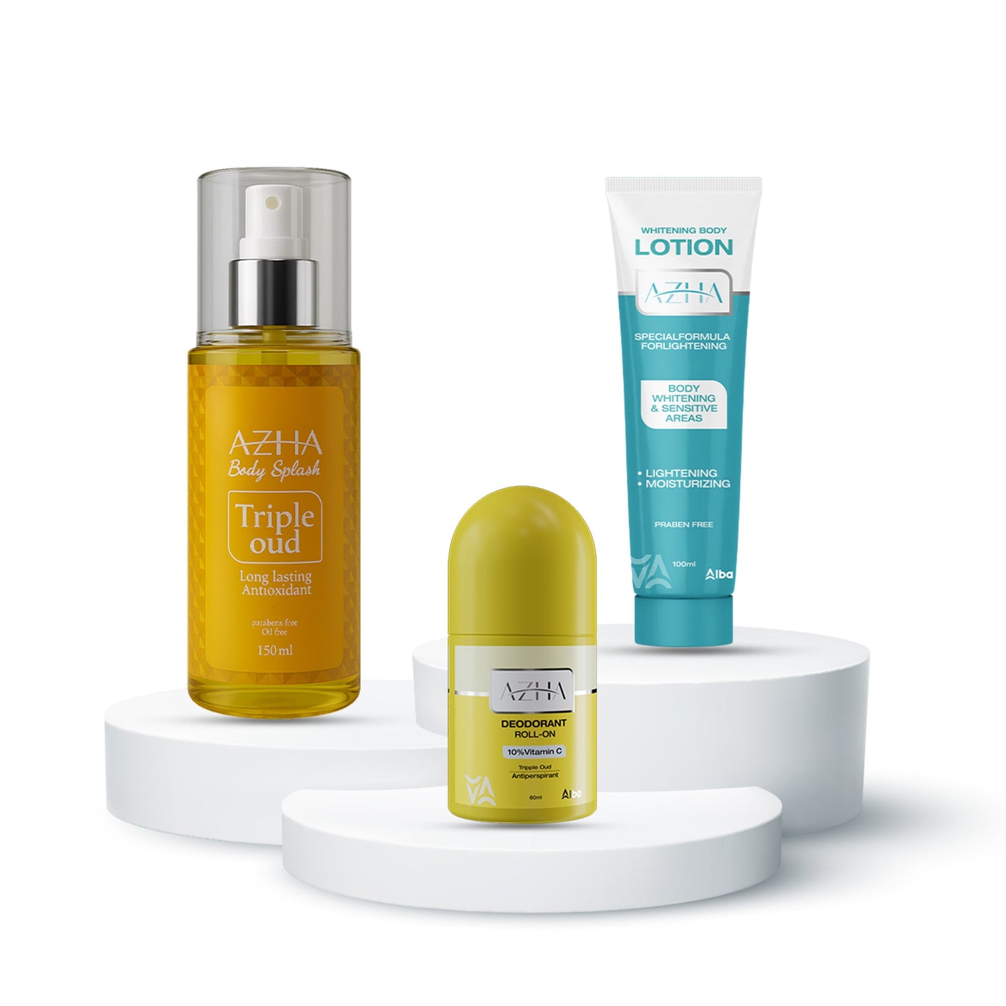 Azha Body Splash + Roll-On + Body Lotion