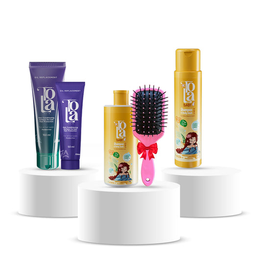 shampoo baby 200 ml+ oil rep 150 ml+ shampoo baby 80 ml +oil rep 25 ml +brush
