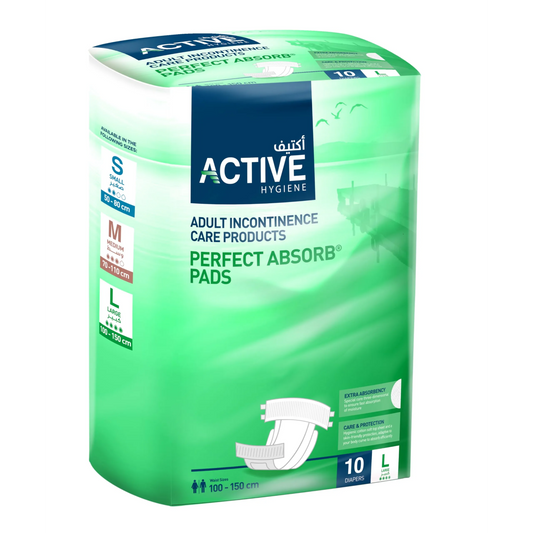 Active | Incontinence Adult Diapers Large (100-150cm) | 10 Pcs