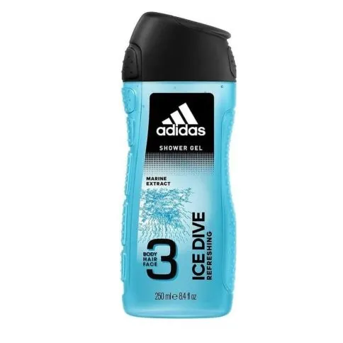 Adidas | Ice Dive Refreshing Shower Gel With Marine Extract For Body Hair & Face | 250ml