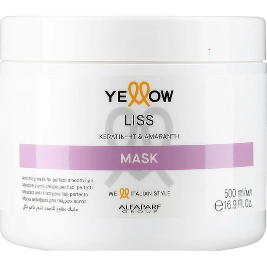 Alfaparf | Milano Yellow Anti-Frizz Liss Hair Mask with Keratin-HT & Amaranth | 500ml