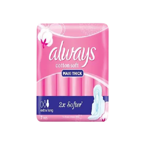Always | Cotton Soft Maxi Thick Extra Long Sanitary Pads with Wings | 7 Pcs