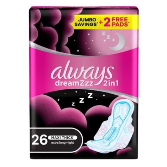 Always | Dreamzzz Extra Long Night Maxi Thick Sanitary Pads | 26 Pcs