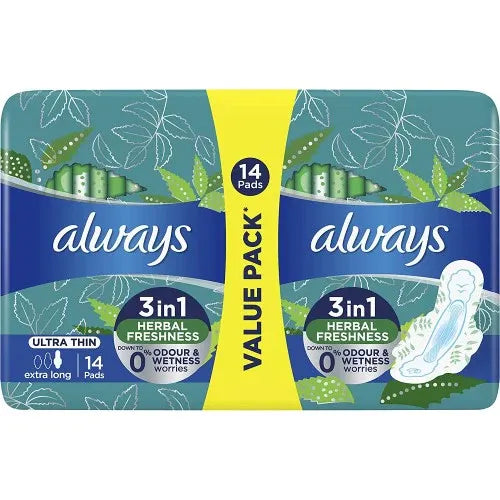 Always | Ultra Thin Extra Long Sanitary Pads with Wings | 14 Pieces
