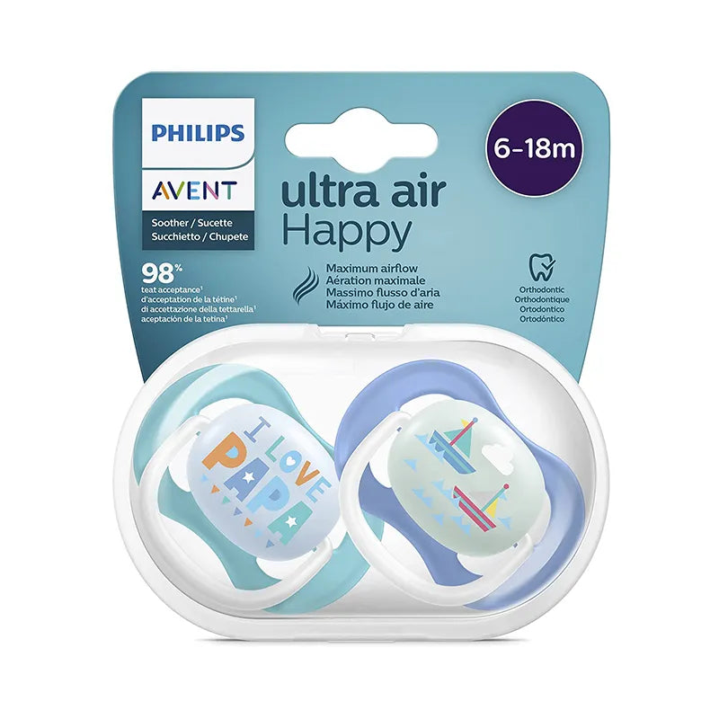 Philips | Avent Ultra Air Happy Pacifier from 6-18M | 2 Pcs
