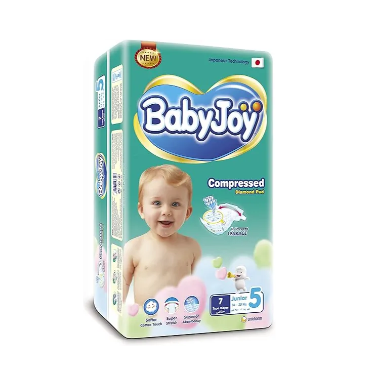 Baby Joy | Compressed Diapers Size 5 14-25kg XL Mini Pack | 7 Pcs