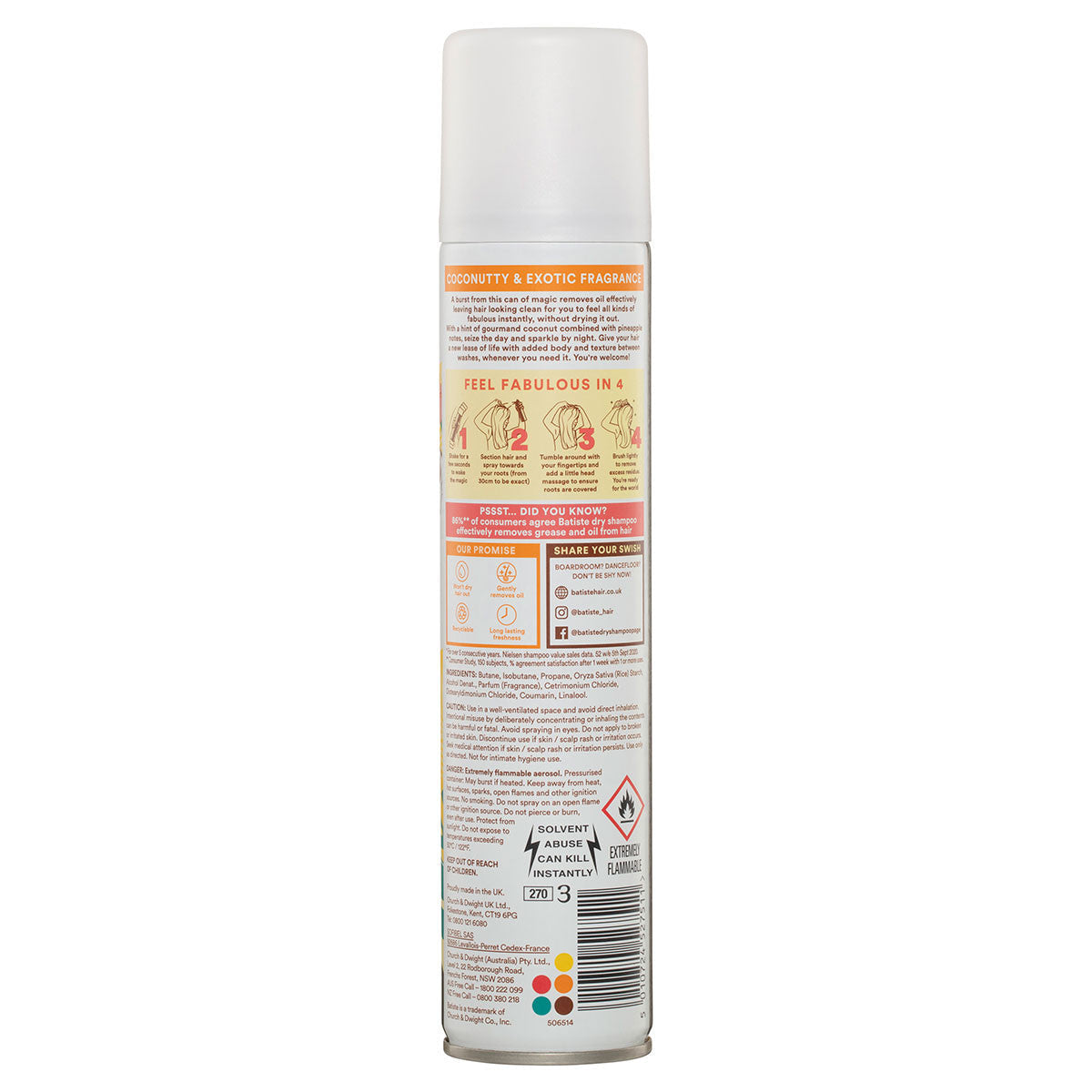 Batiste Tropical Dry Shampoo 200ml tropical scent