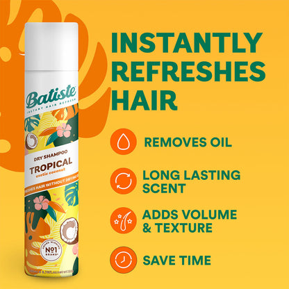 Batiste Tropical Dry Shampoo 200ml features and benefits
