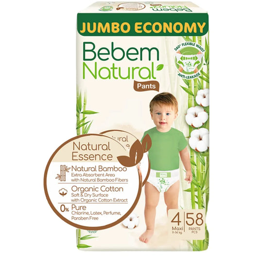 Bebem | Natural Maxi Baby Diapers Pants Size 4 | 58 Pcs