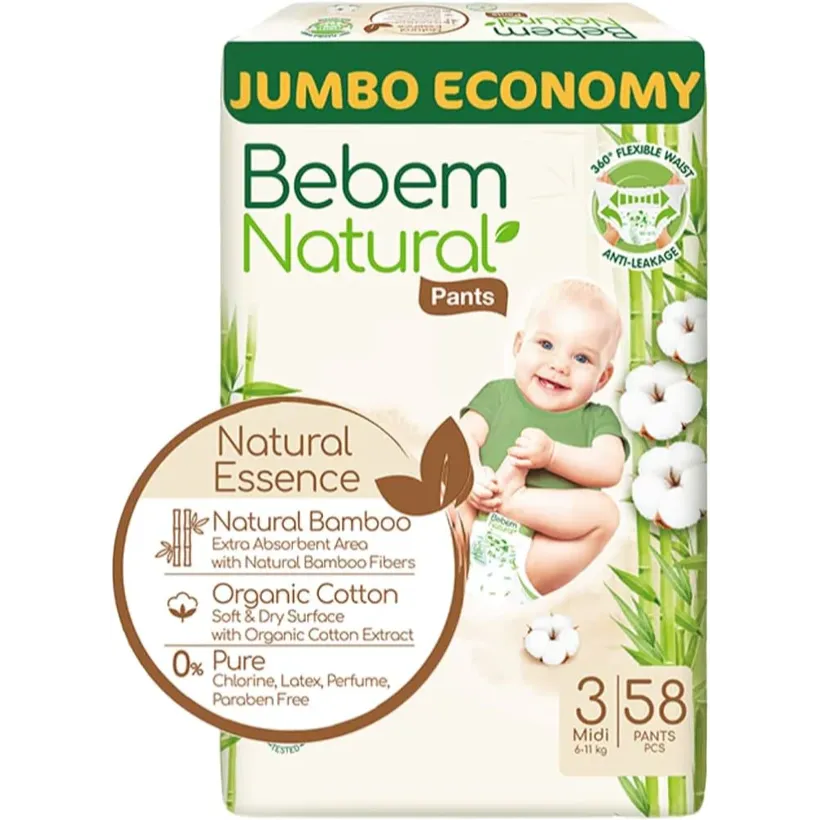 Bebem | Natural Baby Diaper Midi Jumbo Pants Size 3 | 58 Pcs