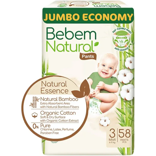 Bebem | Natural Baby Diaper Midi Jumbo Pants Size 3 | 58 Pcs