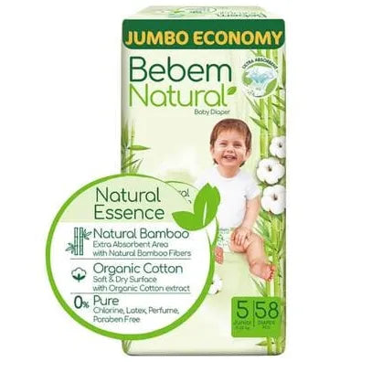 Bebem | Natural Diapers Jumbo Pack Junior Size 5 | 58 Pcs