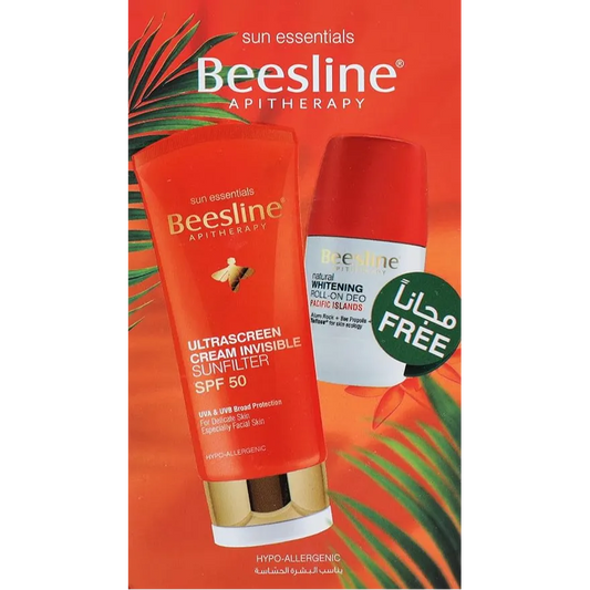 Beesline | Ultrascreen Invisible Sunfilter SPF50 Cream | 60ml + Whitening Pacific Islands Roll On | 50ml Free