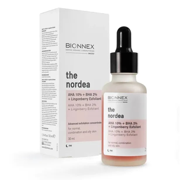Bionnex | The Nordea Organic Concentrated Face Exfoliant with AHA, BHA & Lingonberry Extract for Normal, Oily & Combination Skin | 30ml