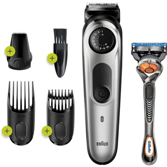 Braun | Beard Trimmer 5 BT5260 With Precision 3 attachments and Gillette ProGlide razor, Black/Metallic Silver