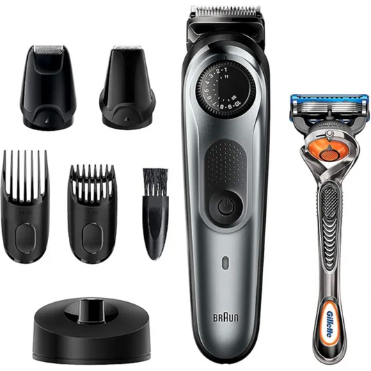 Braun | Beard Trimmer BT7240 With Precision dial, 4 attachments and Gillette Fusion5 ProGlide Razor