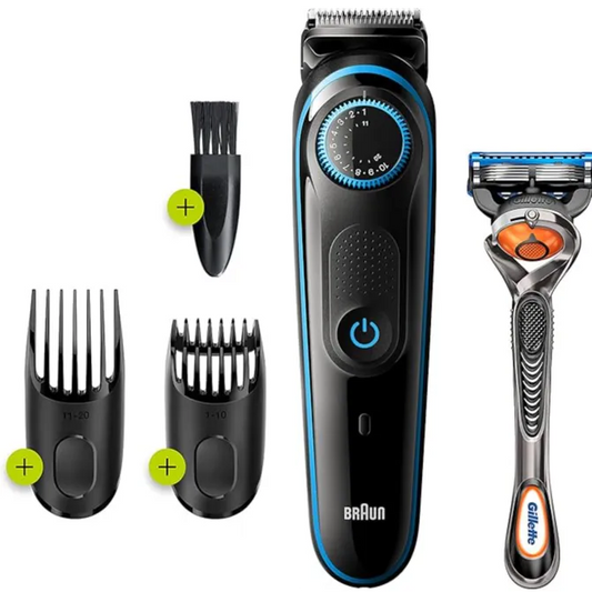 Braun | Beard Trimmer 5 BT5240 with Precision dial, 2 attachments and Gillette Fusion5 ProGlide Razor