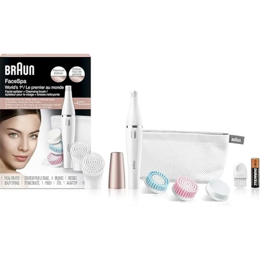 Braun | Face Spa Cleansing Brush & Mini Epilator Set - White