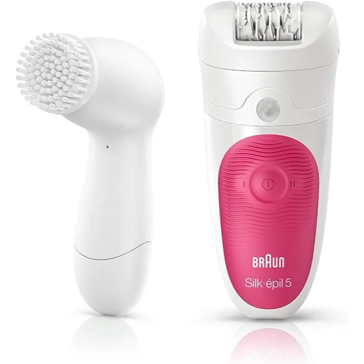 Braun | Silk epil 5 5-537 – Wet & Dry Cordless Epilator with 4 extras including a facial cleansing brush - Metal Box