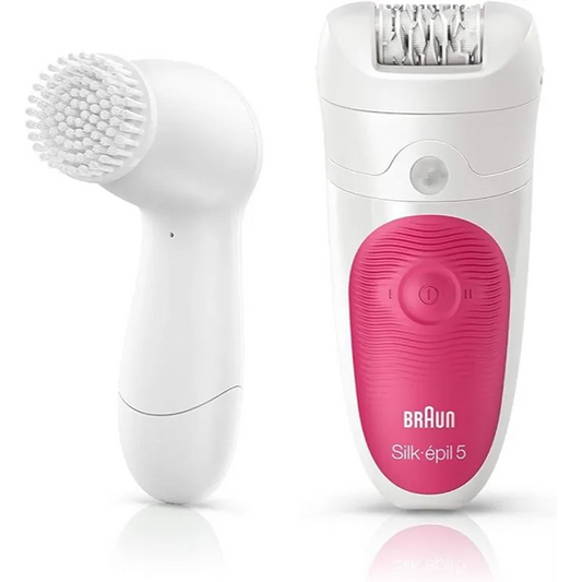 Braun | Silk epil 5 5-537 – Wet & Dry Cordless Epilator with 4 extras including a facial cleansing brush - Metal Box