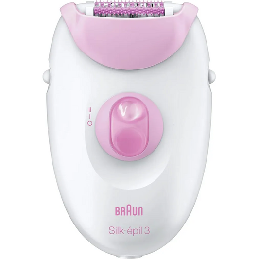 Braun | Silk epil 3 3380 Epilator with 2 Extras - Sensitive Area Cap, Cooling Glove, pink